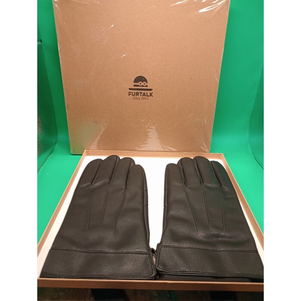 Furtalk Since 2012, Black Leather Gloves In Medium Womens